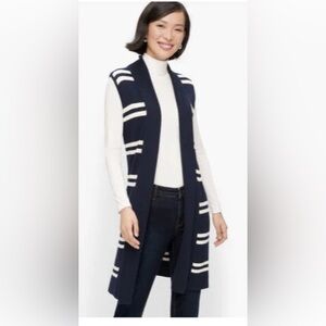 Talbots‎ Navy and White Striped Women's Sweater Vest